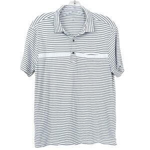 Horny Toad White Striped Organic Cotton Short Sleeve Polo Sz L